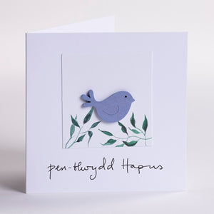 Penblwydd Hapus Bird Card