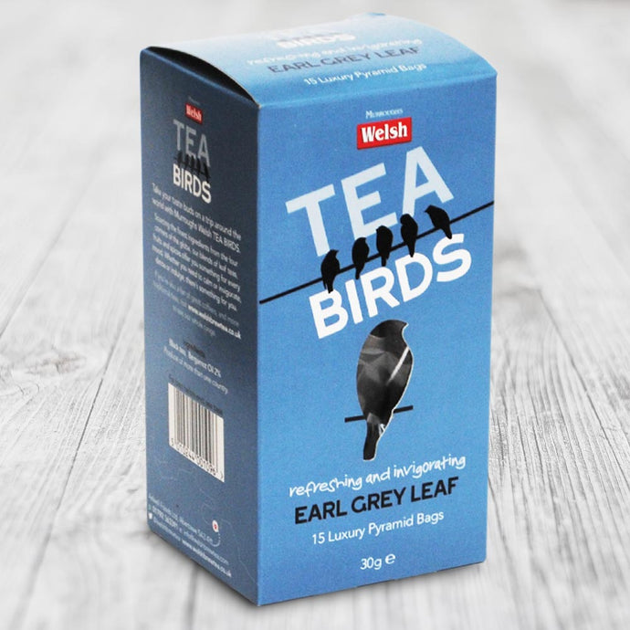Welsh Tea Birds – 15 Earl Grey Leaf Pyramid Bags