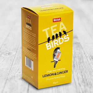 Welsh Tea Birds – 15 Lemon & Ginger Pyramid Bags